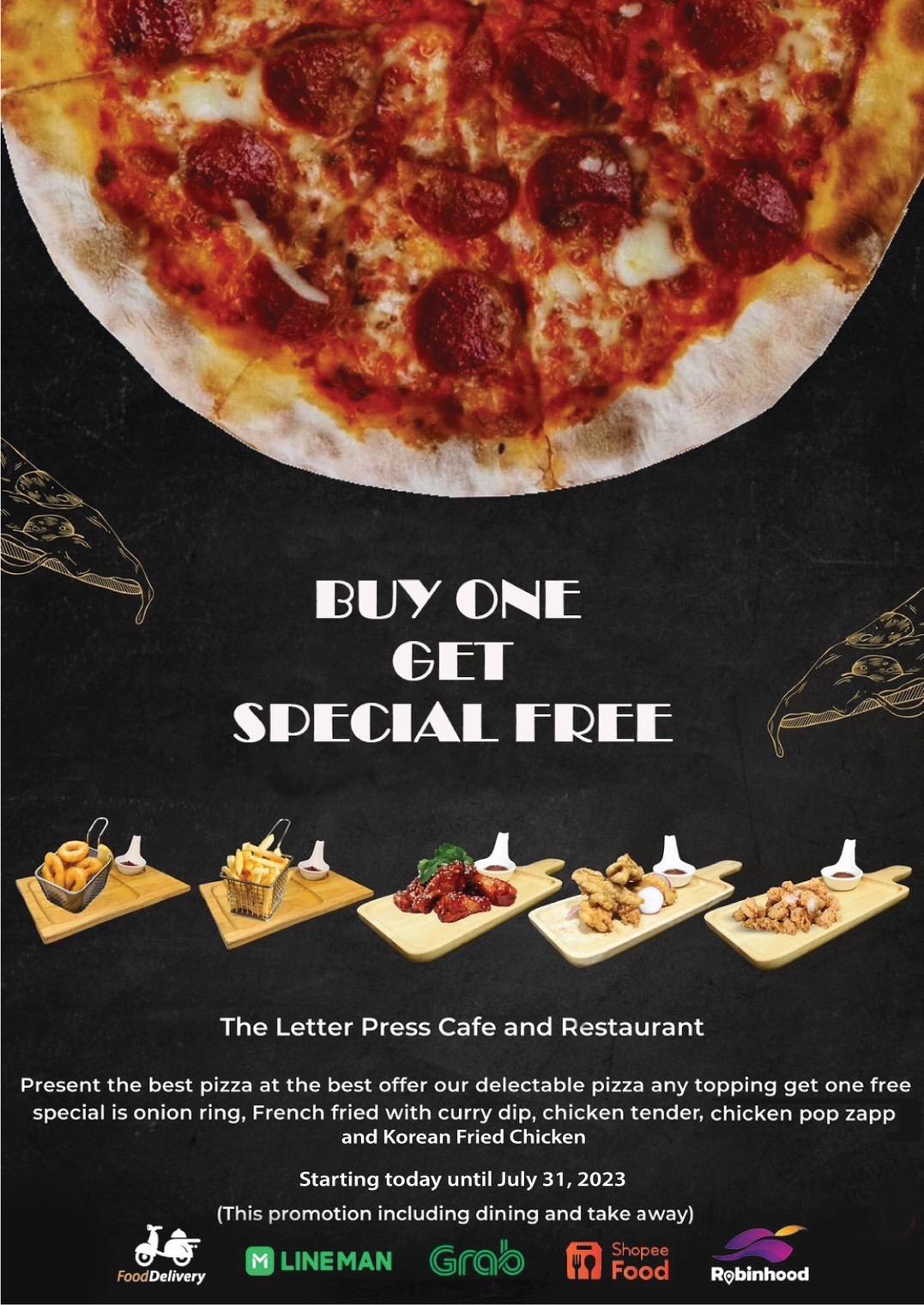 Pizza Lovers by The Printing House Poshtel คู่หู…คู่อร่อย ซื้อ 1 แถม 1